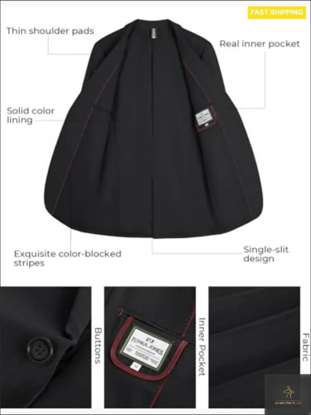 Classic Notch Lapel Sport Coat Lightweight Regular Fit One Button Blazer